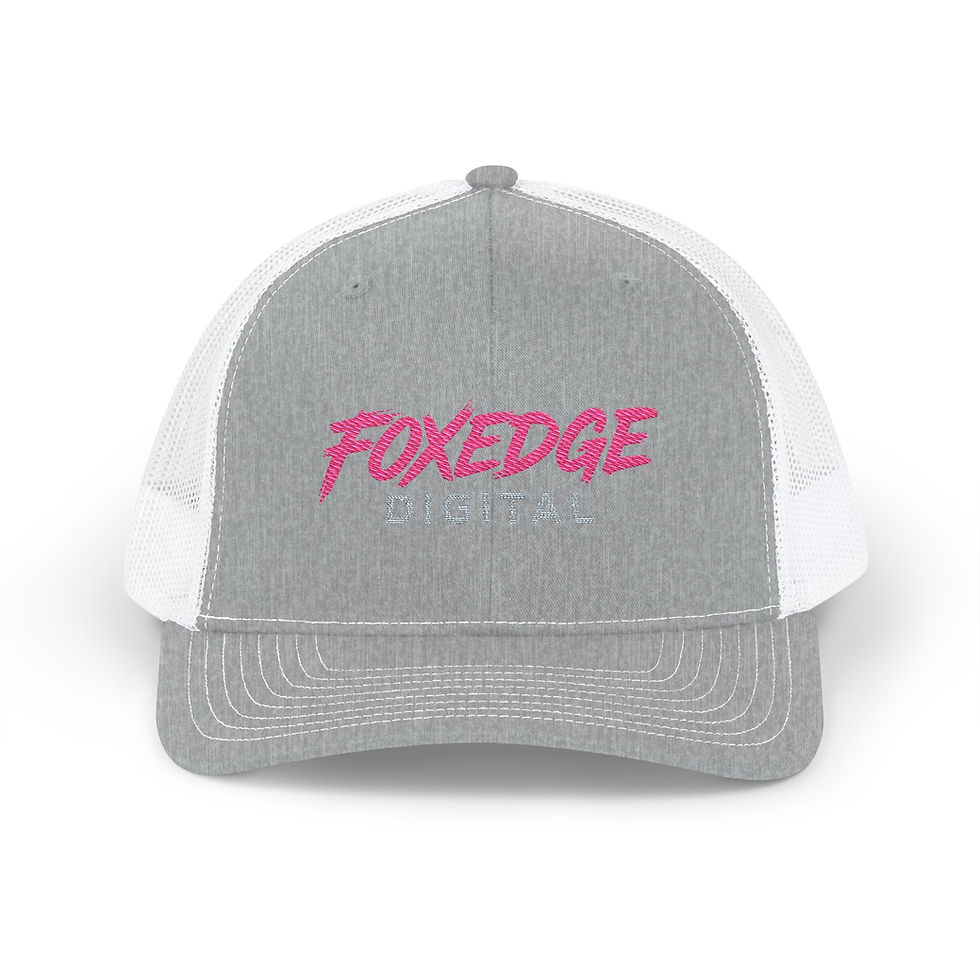 Thumbnail: FoxEdge Digital Embroidered Trucker Hat | Neon Logo Snapback Cap