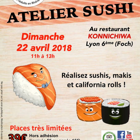 Atelier sushi : nouvel atelier le dimanche 22 avril 2018