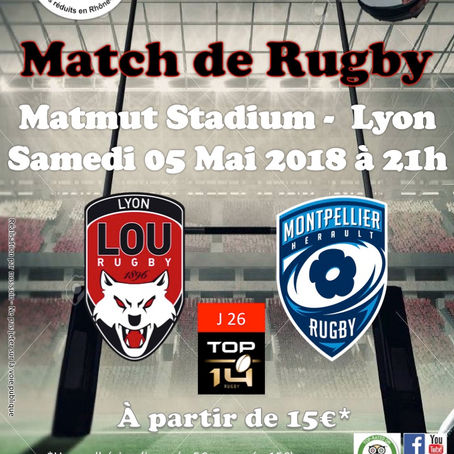 Match de rugby : Samedi 05 mai 2018 à 21h