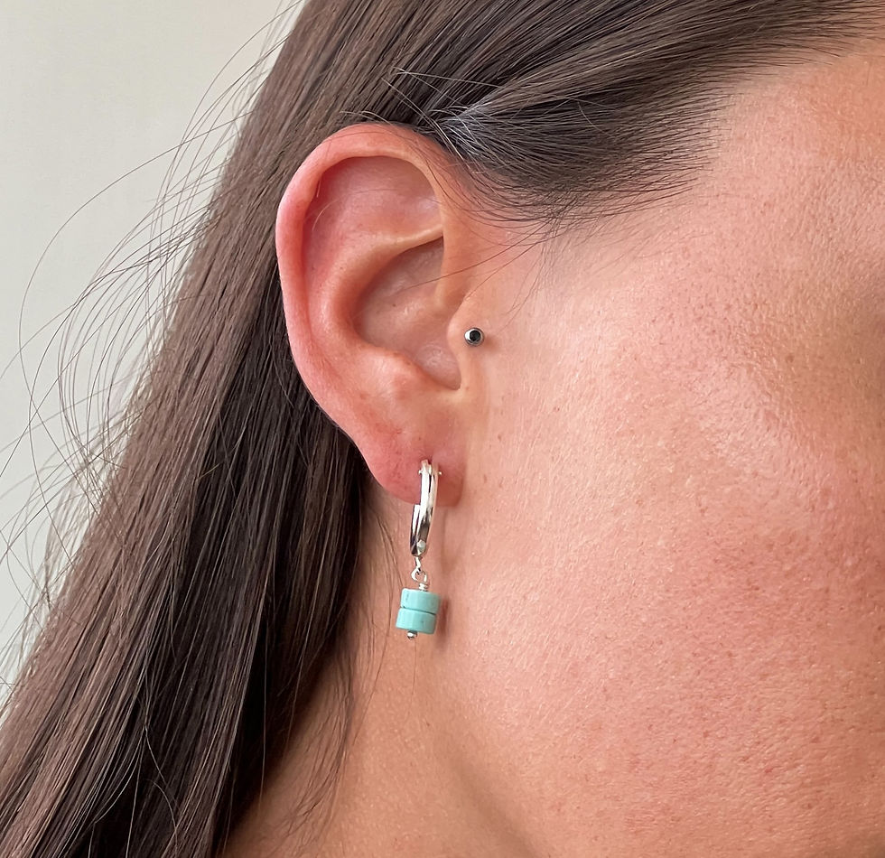 Thumbnail: TURQUOISE Hoop EARRINGS || silver 925