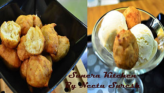 Fried Banana Balls with Vanilla Ice Cream