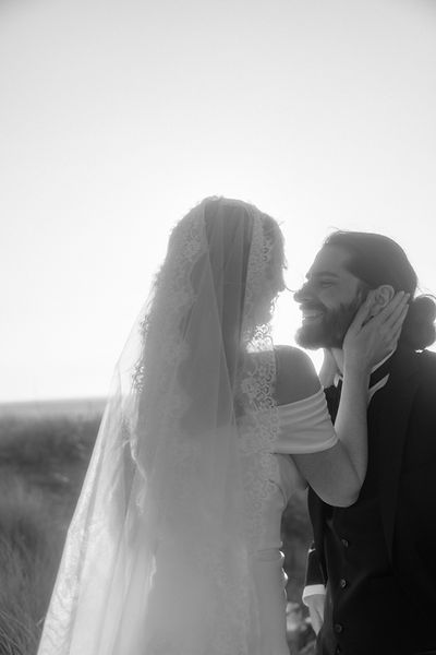 Romantic elopement at the sea in the dunes