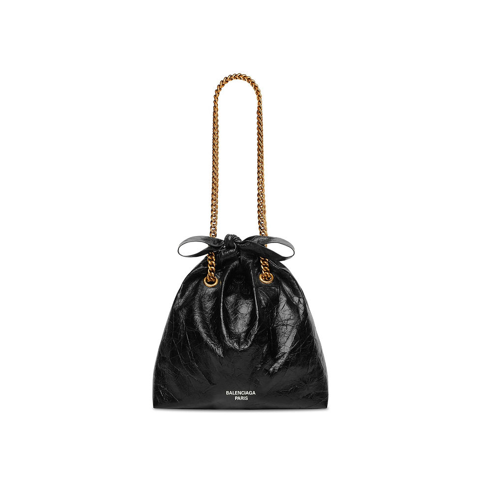 Balenciaga Crush Small Tote Bag In Black Crushed Calfskin, Aged-Gold Hardware