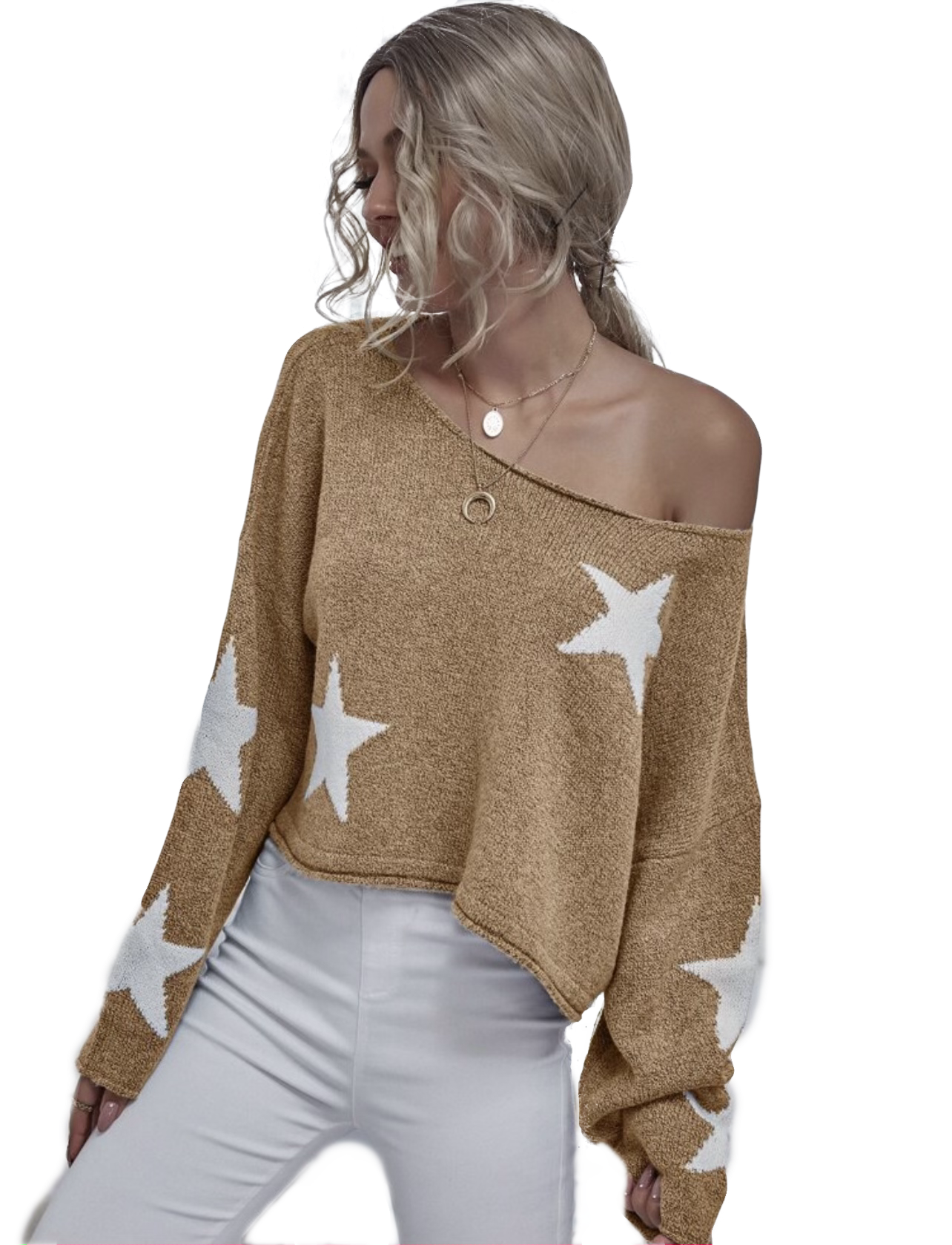 Star off the shoulder sweater clearance