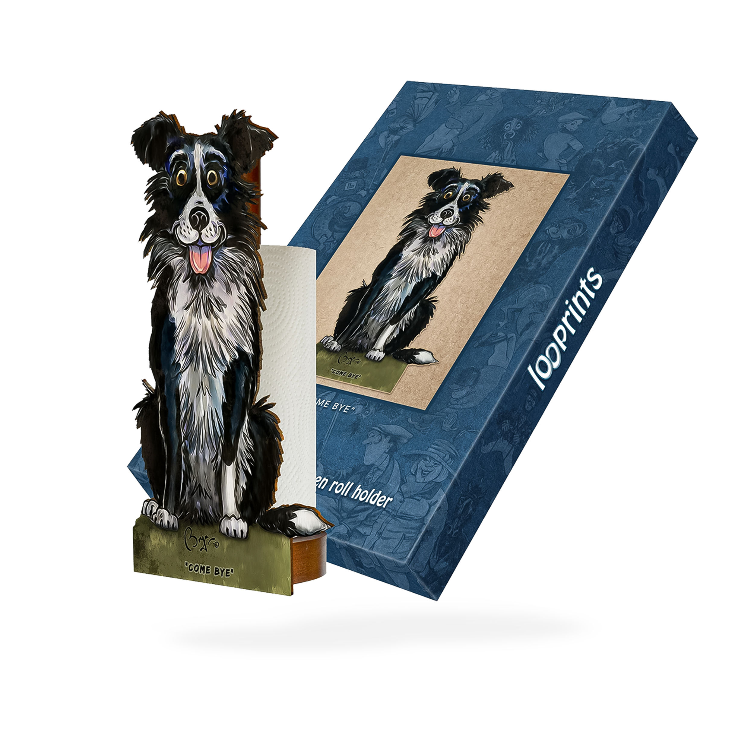 Looprints Border Collie ( Come Bye ) Kitchen & Loo Roll Holder