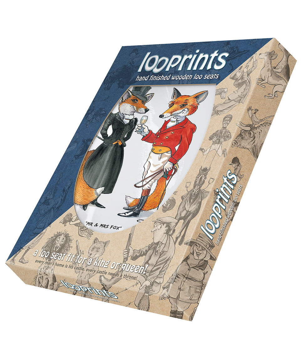 Thumbnail: Looprints Mr & Mrs Fox Soft Close Toilet Seat Equestrian Home Decor box