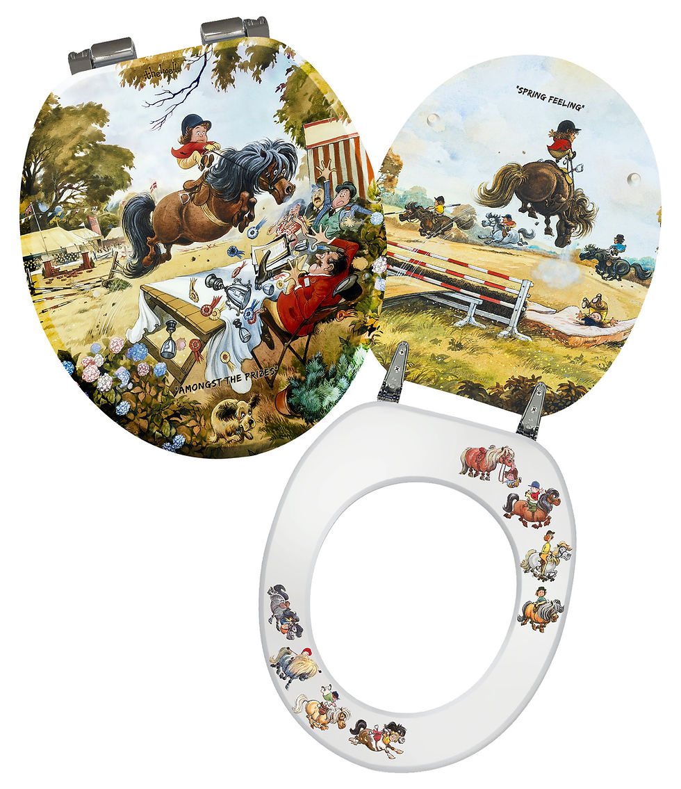 Thumbnail: Looprints Thelwell Show Jumping Soft Close Toilet Seat Equestrian Home Decor