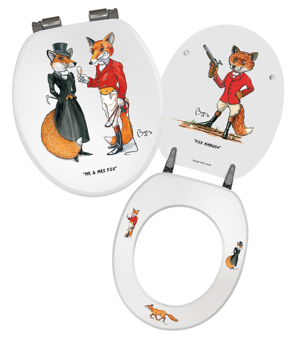 Thumbnail: Looprints Mr & Mrs Fox Soft Close Toilet Seat Equestrian Home Decor