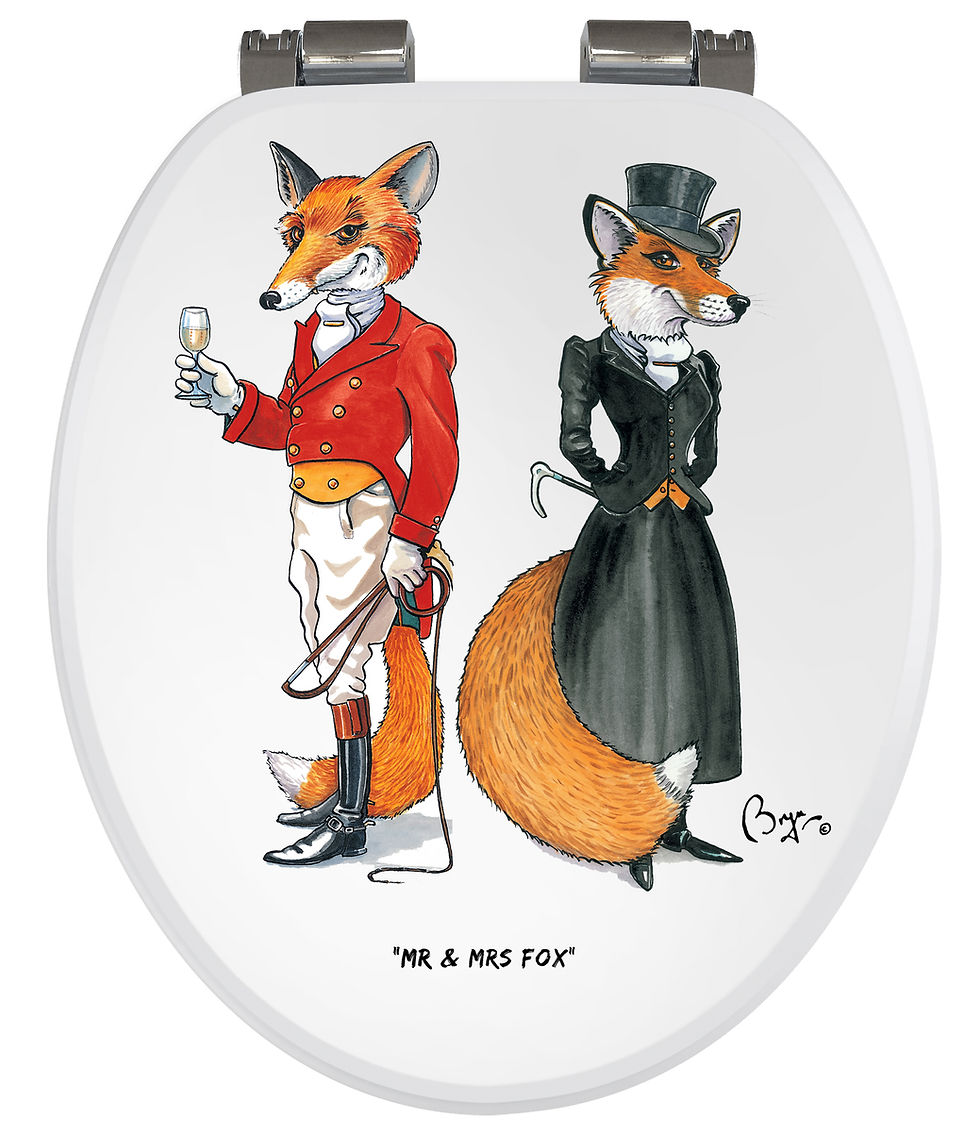 Thumbnail: Looprints Mr & Mrs Fox Soft Close Toilet Seat Equestrian Home Decor