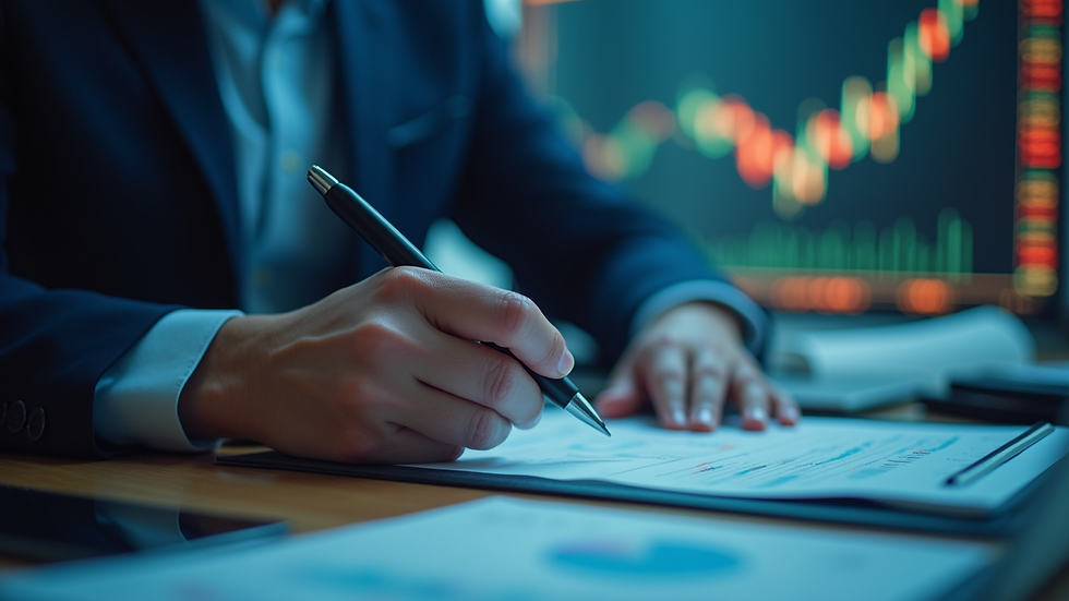 Eye-level view of a financial analyst reviewing ETF performance data