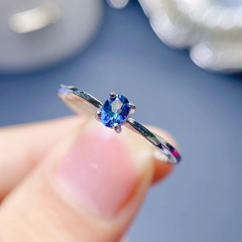 Thumbnail: 18K Gold Blue Topaz Ring, 925 Sterling Silver Ring, Minimalist Ring | FME - R030