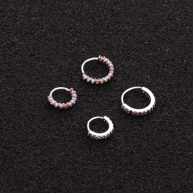 Miniaturbild: 20G Cartilage Hoop Earrings, Tiny Nose Ring, Diamond Huggies Earrings | ER8508