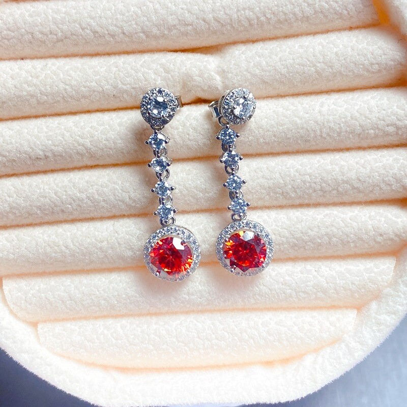 Thumbnail: 925 Silver Moissanite Earrings, Moissanite Jewelry, Diamond Earring | FME - E219