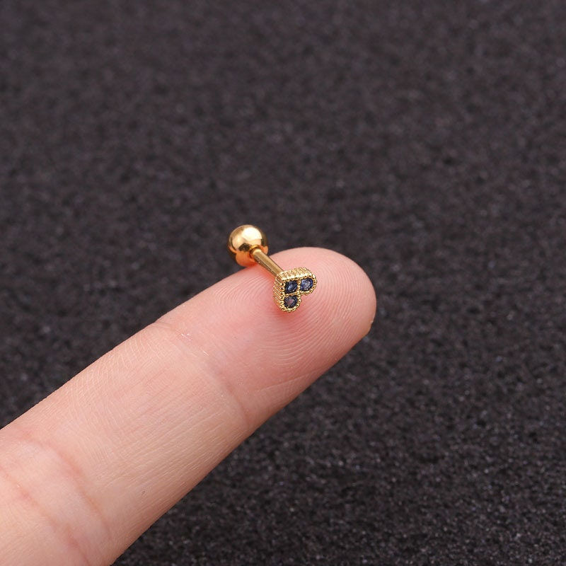 縮圖：16G Cartilage Tiny Stud Earring, Flat Back Earrings, Heart Earrings | HSPJ1964