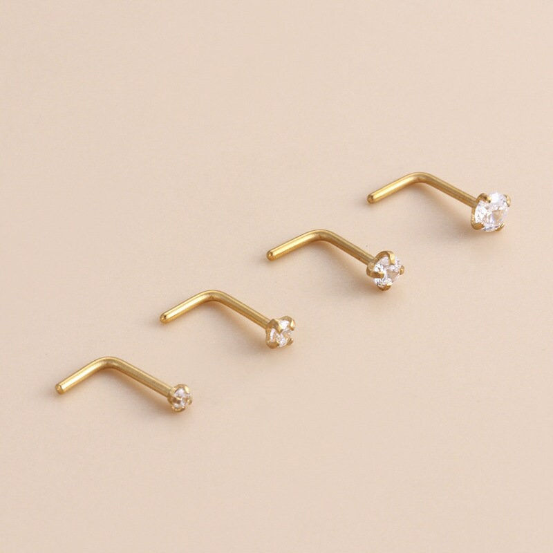 Thumbnail: 18K Gold Surgical Steel Small Nose Ring & Nose Stud | HSPJ393