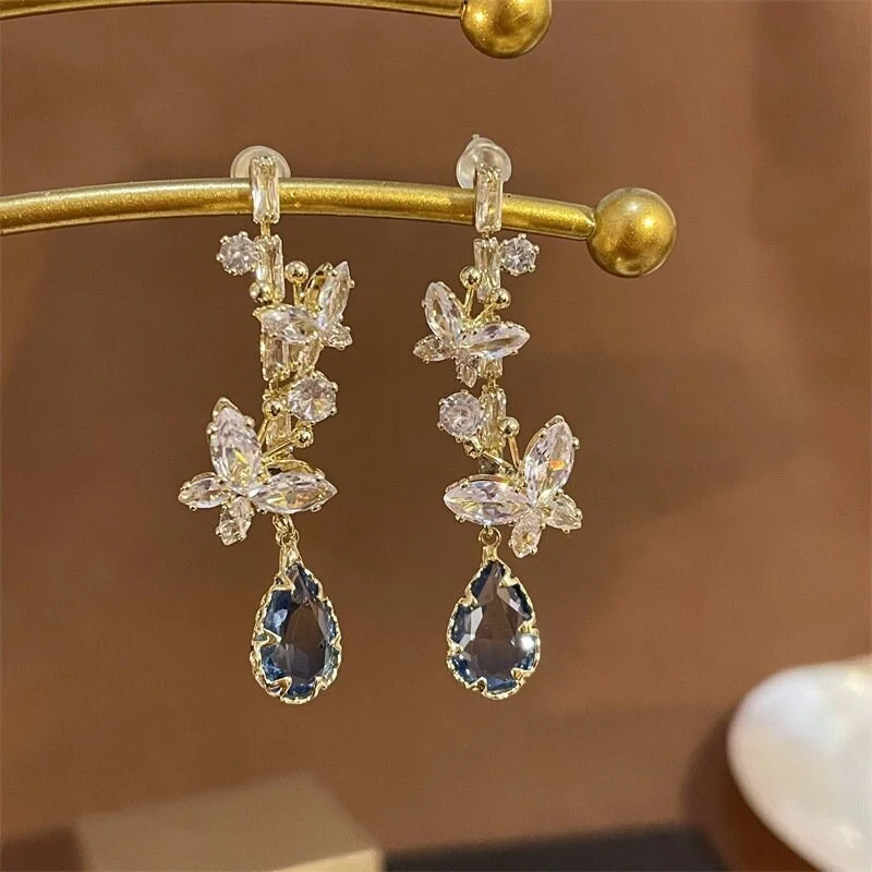 Butterfly Zircon Drop Earrings
