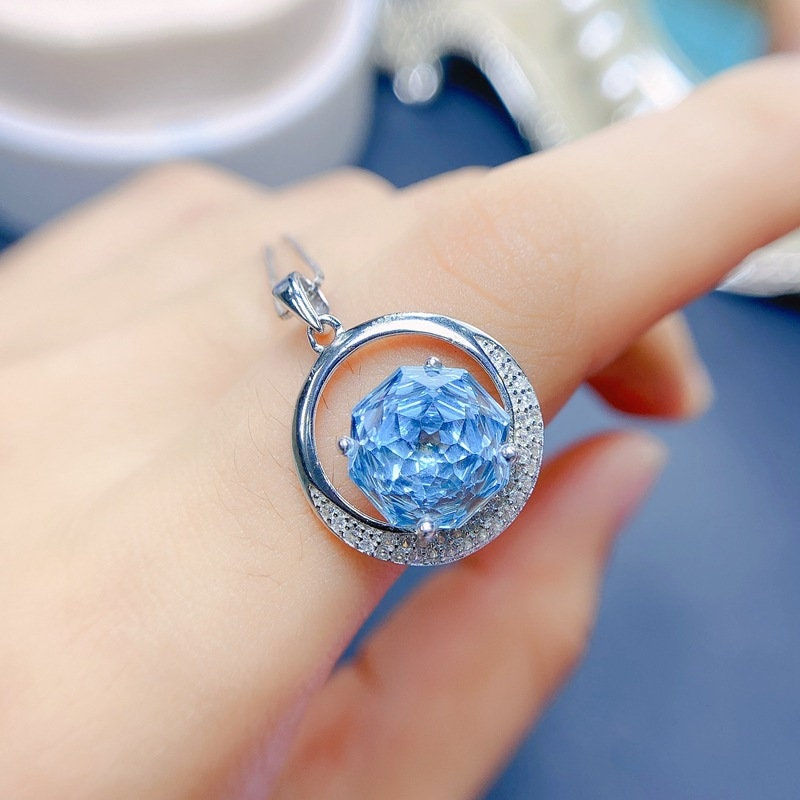 Miniaturbild: Natural London Blue Topaz Necklace, Blue Topaz Jewelry | FME - N025