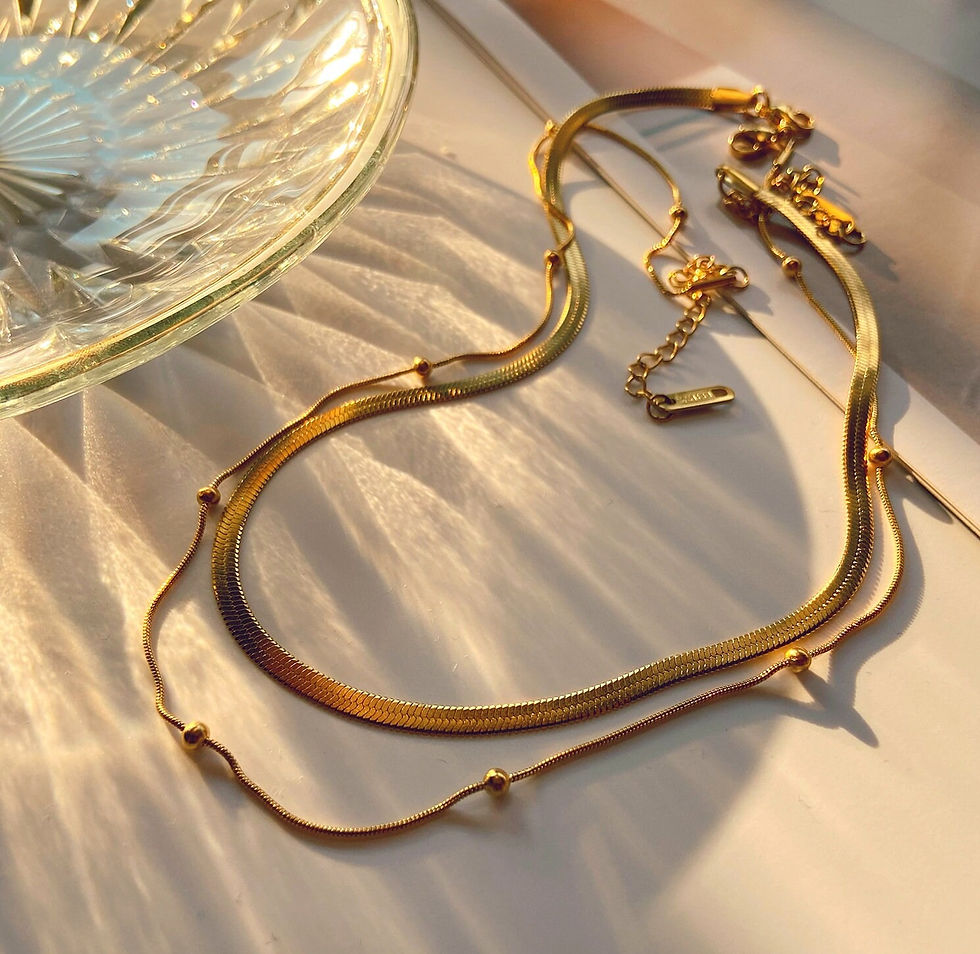 Thumbnail: Kailey Layering Gold Chain Necklace, Gold Bead Chain, Snake Chain | JDN627