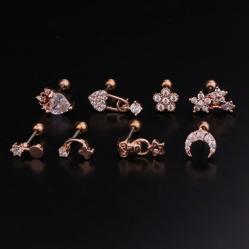 Thumbnail: 20G Cartilage Tiny Stud Earring, Heart Stud Earrings | HSPJ243