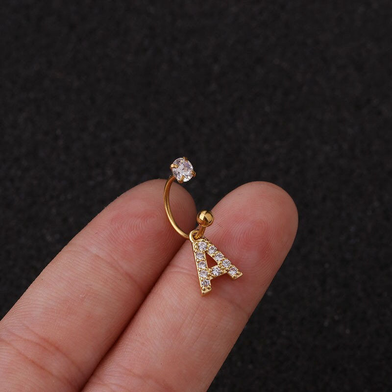 Miniaturbild: 20G Cartilage Front Back Earring, Letter Earrings, Flat Back Earrings | HSPJ1993