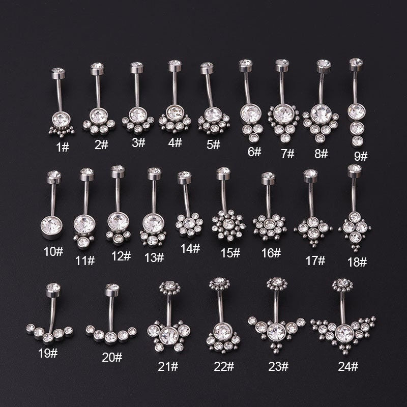 Thumbnail: 14G Surgical Steel Belly Ring, Belly Button Piercing,Dainty Navel Ring | HSPJ369
