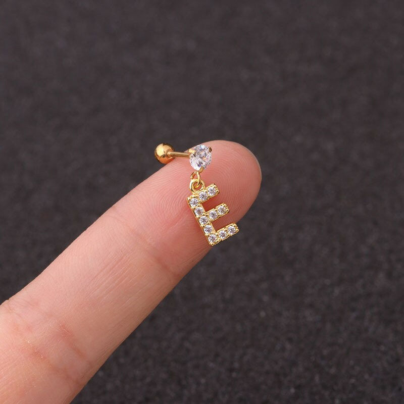 Miniaturbild: 20G Surgical Steel Letter Cartilage Stud Earrings, Alphabet Earrings | HSPJ1992