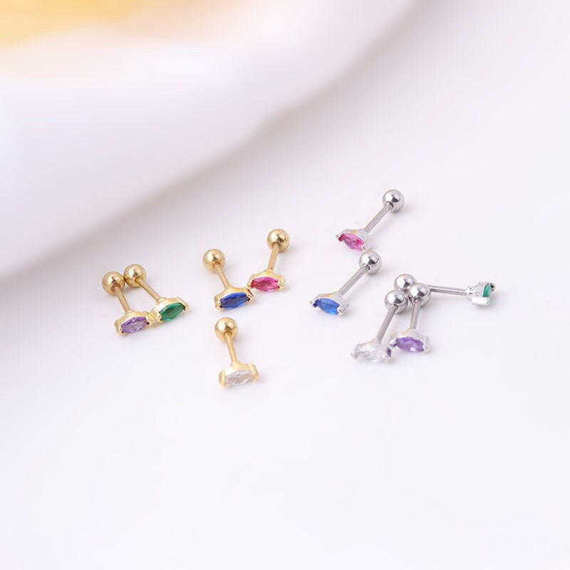 Miniaturbild: 20G Cartilage Tiny Stud Earring, Flat Back Earrings, Marquise Earrings | HSPJ653