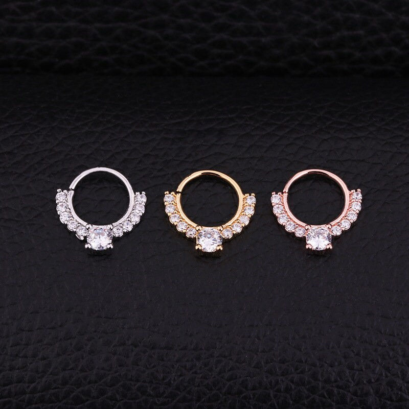 Thumbnail: 20G 18K Gold Indian Nose Ring Hoop Earring, Rose Gold Nose Ring  | ER8509