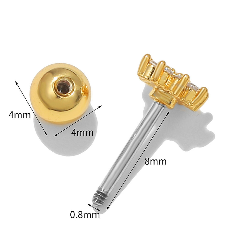 Thumbnail: 20G Cartilage Surgical Steel Earrings, Clover Earrings, Crown Earrings | EGD728