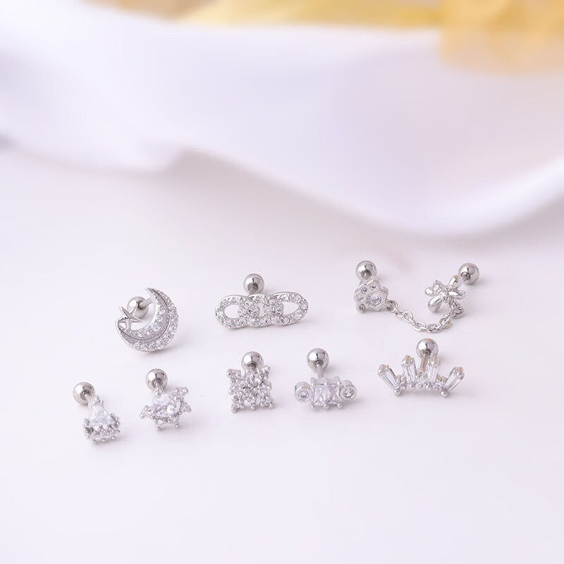 Miniaturbild: 20G Cartilage Tiny Stud Earring, Celestial Stud Earrings | HSPJ645