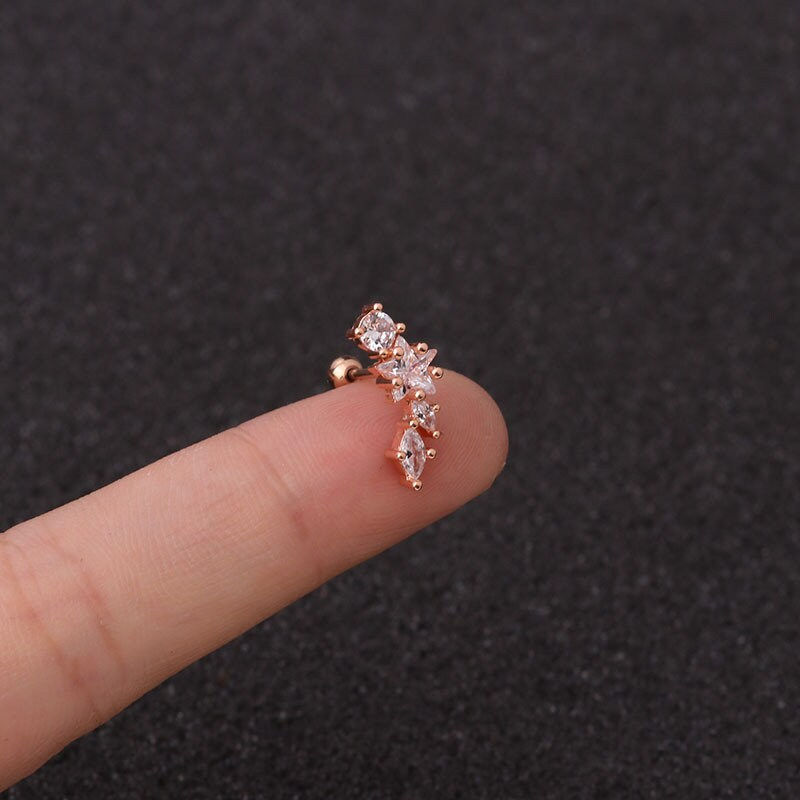 Thumbnail: 20G Cartilage Long Stud Earring, Star Stud Earrings | HSPJ1977