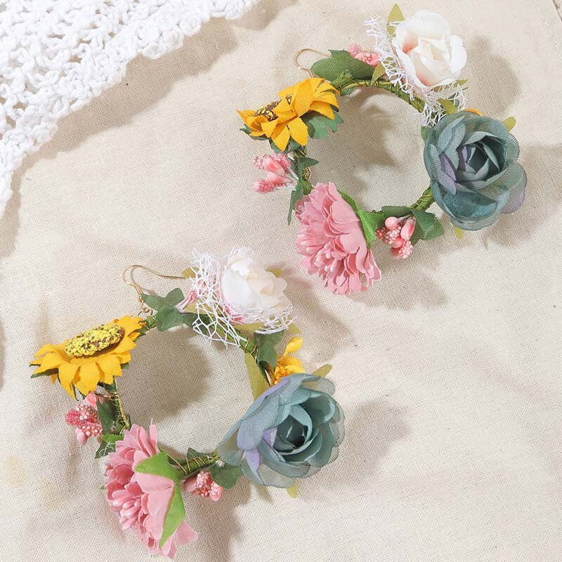 Miniaturbild: Bohemian 10cm Flower Hoop Earrings, Exaggerate Flower Earrings | E1376