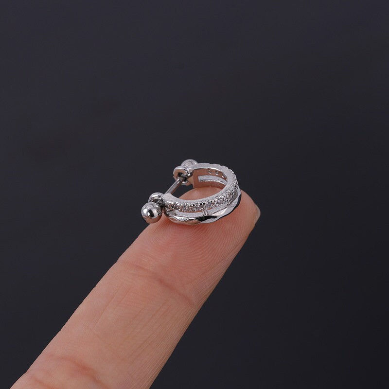 Thumbnail: 20G Surgical Steel Cartilage Hoop, Flat Back Earrings, Leaf Earrings | HSPJ315