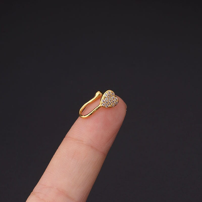 Thumbnail: 18K Gold No Piercing Nose Ring Nose Cuff, Cute Butterfly Nose Cuff | HSPJ366