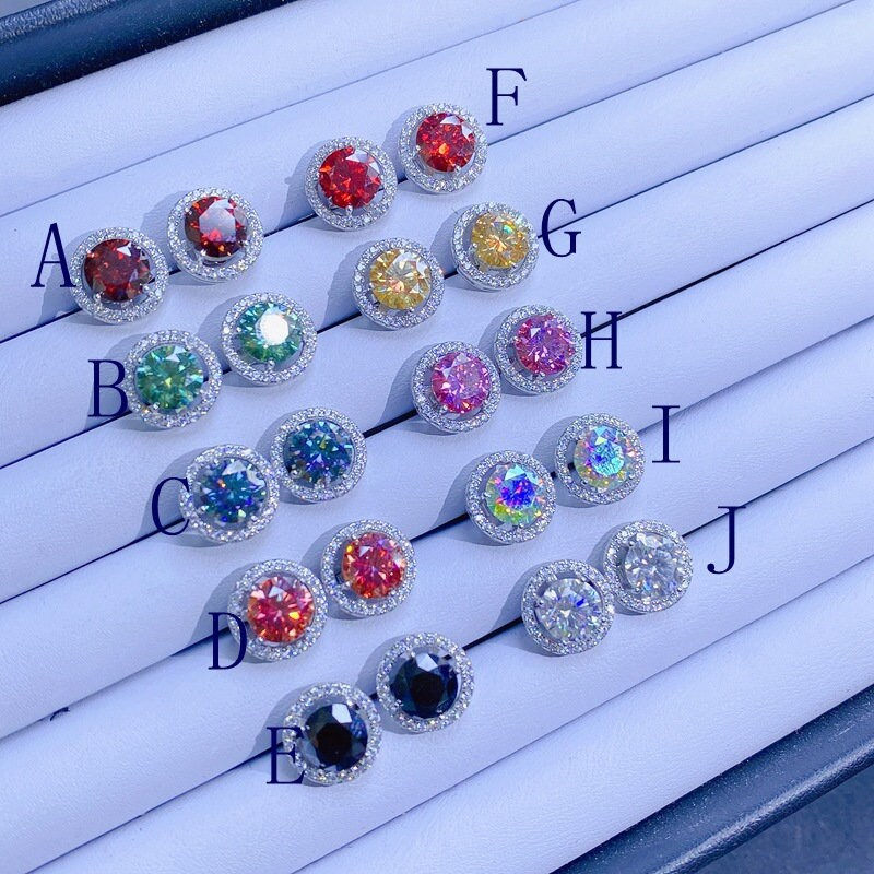 縮圖：18K Platinum Moissanite Stud Earrings, 925 Sterling Silver Earring | FME - E170