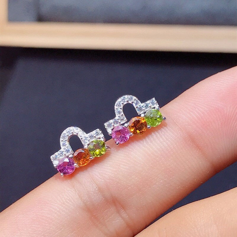 縮圖：18K Rose Gold Platinum Natural Candy Color Tourmaline Earrings | FME - E078
