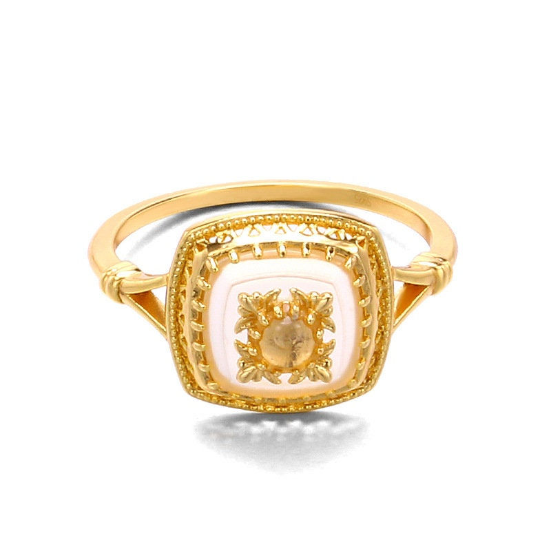 縮圖：925 Silver Natural Chalcedony Ring Chalcedony Jewelry Light Luxury Ring | TB1353