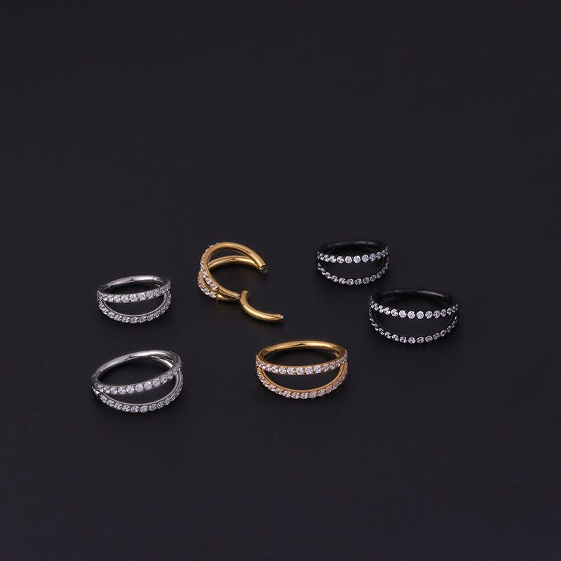 Thumbnail: 16G Surgical Steel Nose Rings, Nose Septum Ring, Huggie Hoop Earrings | HSPJ698