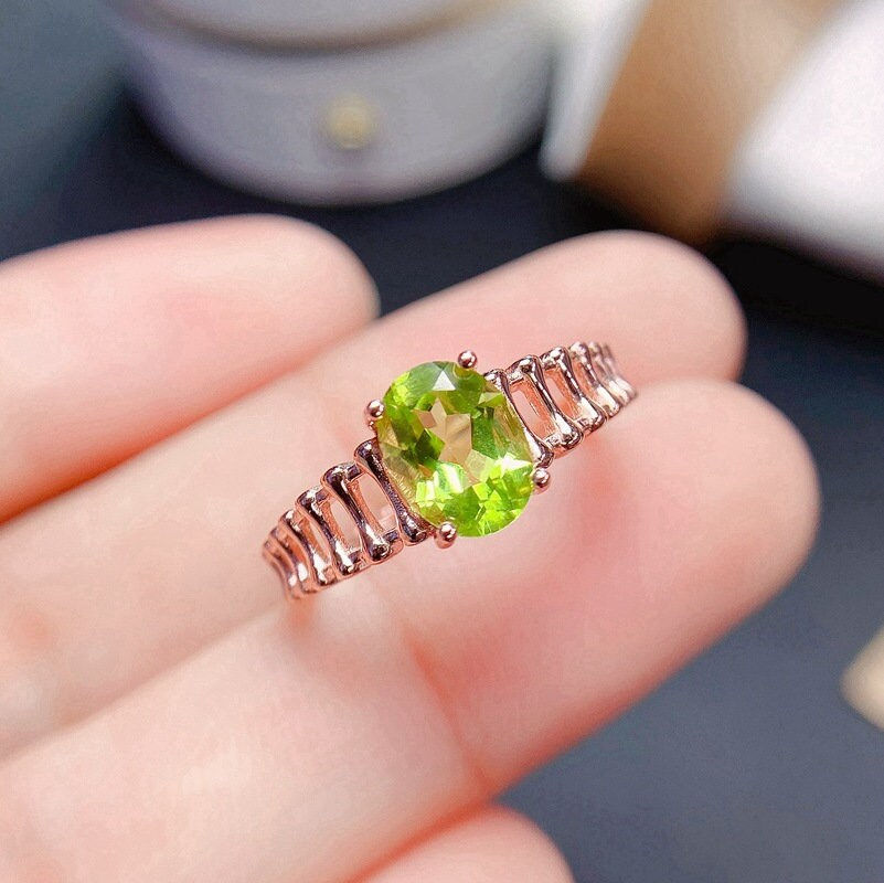 Thumbnail: 925 Silver Peridot Ring, Peridot Jewelry, Peridot Crystal | FME - R079