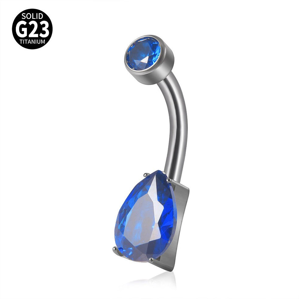 Thumbnail: 14G Titanium Belly Rings, CZ Belly Ring, Teardrop Belly Ring | DL049