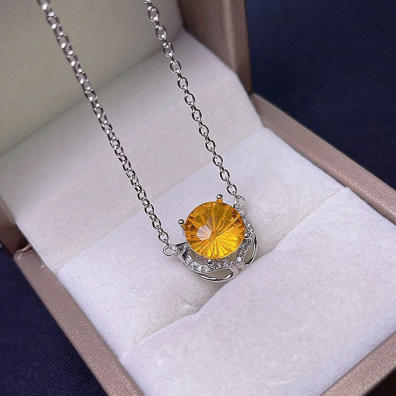 Thumbnail: 925 Silver Citrine Necklace, Citrine Choker, Citrine Necklace | FME - N299