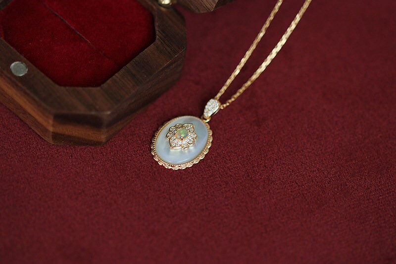 Miniature : 925 Silver 14K Gold Vermeil 14K Silver Vermeil Natural Opal Necklace | HJZB-255