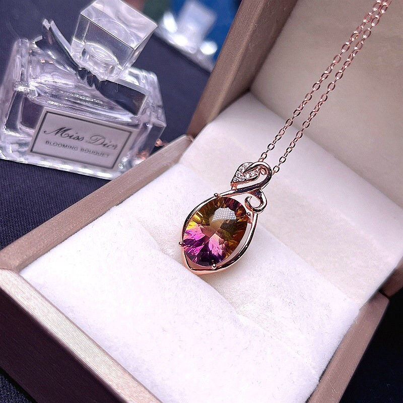 Thumbnail: 925 Silver Ametrine Pendant, Ametrine Jewelry, Oval Ametrine | FME - N310