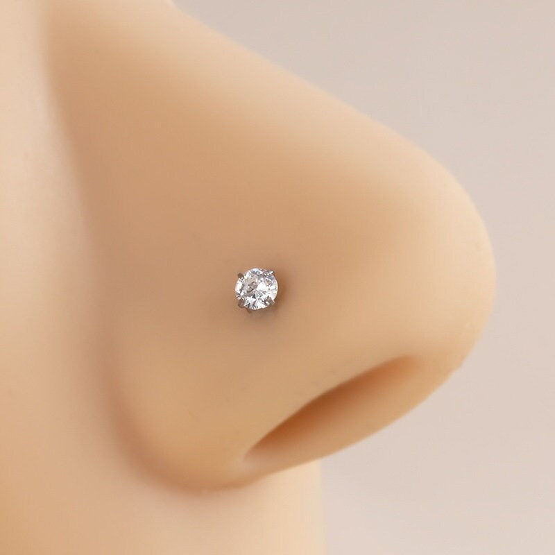Thumbnail: 18K Silver Titanium Small Nose Ring & Nose Stud, S-shaped Nose Studs | HSPJ533