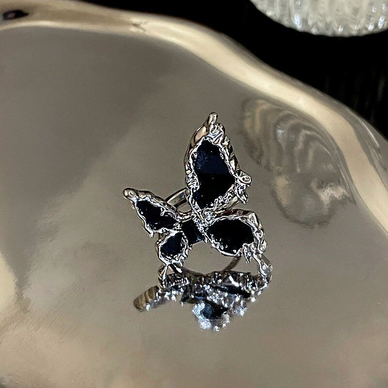 Thumbnail: Gothic Black Butterfly Open Ring, Butterfly Ring, Butterfly Jewelry | HR776