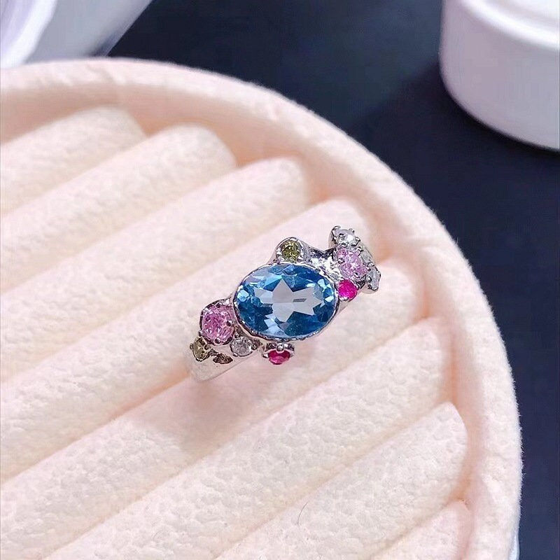 Thumbnail: 925 Silver London Blue Topaz Ring, Blue Topaz Jewelry | FME - R544