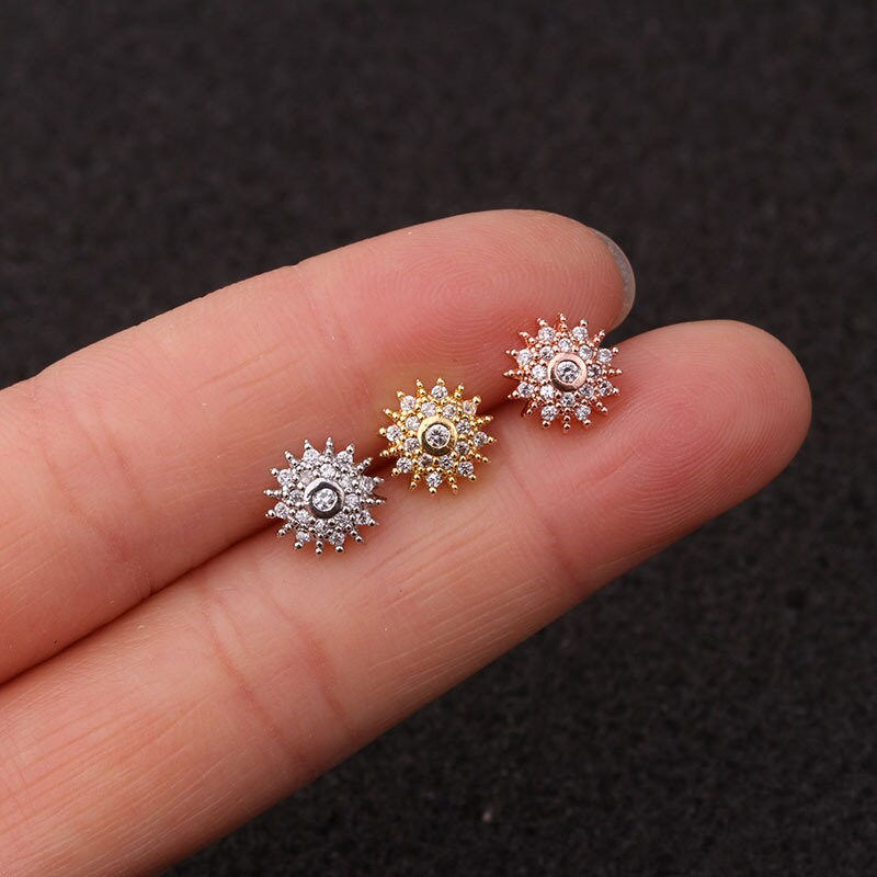 Miniaturbild: 20G Cartilage Tiny Stud Earring, Deer Earrings, Christmas Earrings | HSPJ209