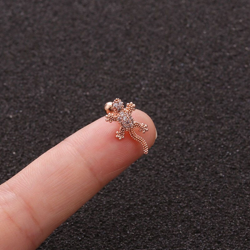 Miniaturbild: 20G Cartilage Tiny Stud Earring, Flat Back Earrings, Lizard Earrings | HSPJ1941