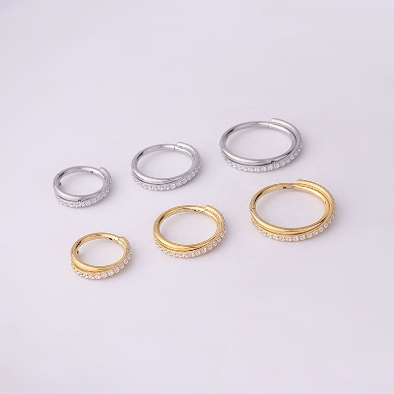 Thumbnail: 16G Surgical Steel Minimalist Nose Ring, Nose Ring Hoop,Nose Piercing | HSPJ691