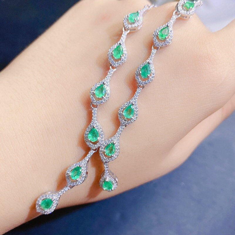 Thumbnail: 925 Silver Emerald Necklace, Emerald Jewelry, Short Necklace | FME - N589